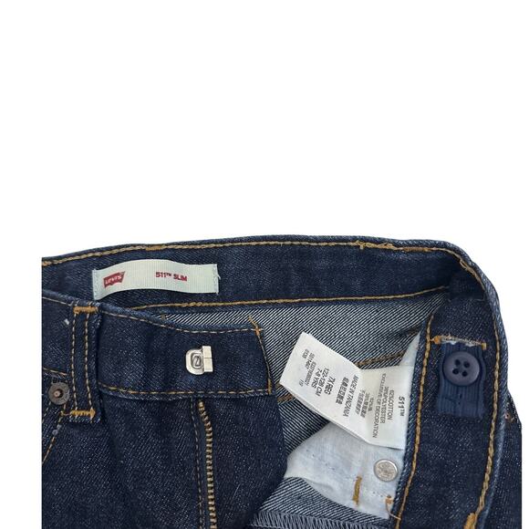 Levi's 511 Slim Dark Denim Adjustable Waistband Jeans Size Youth 7 - Picture 3 of 3